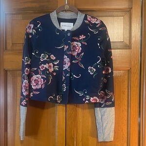 BCBGeneration Navy Floral Embroidered Jacket